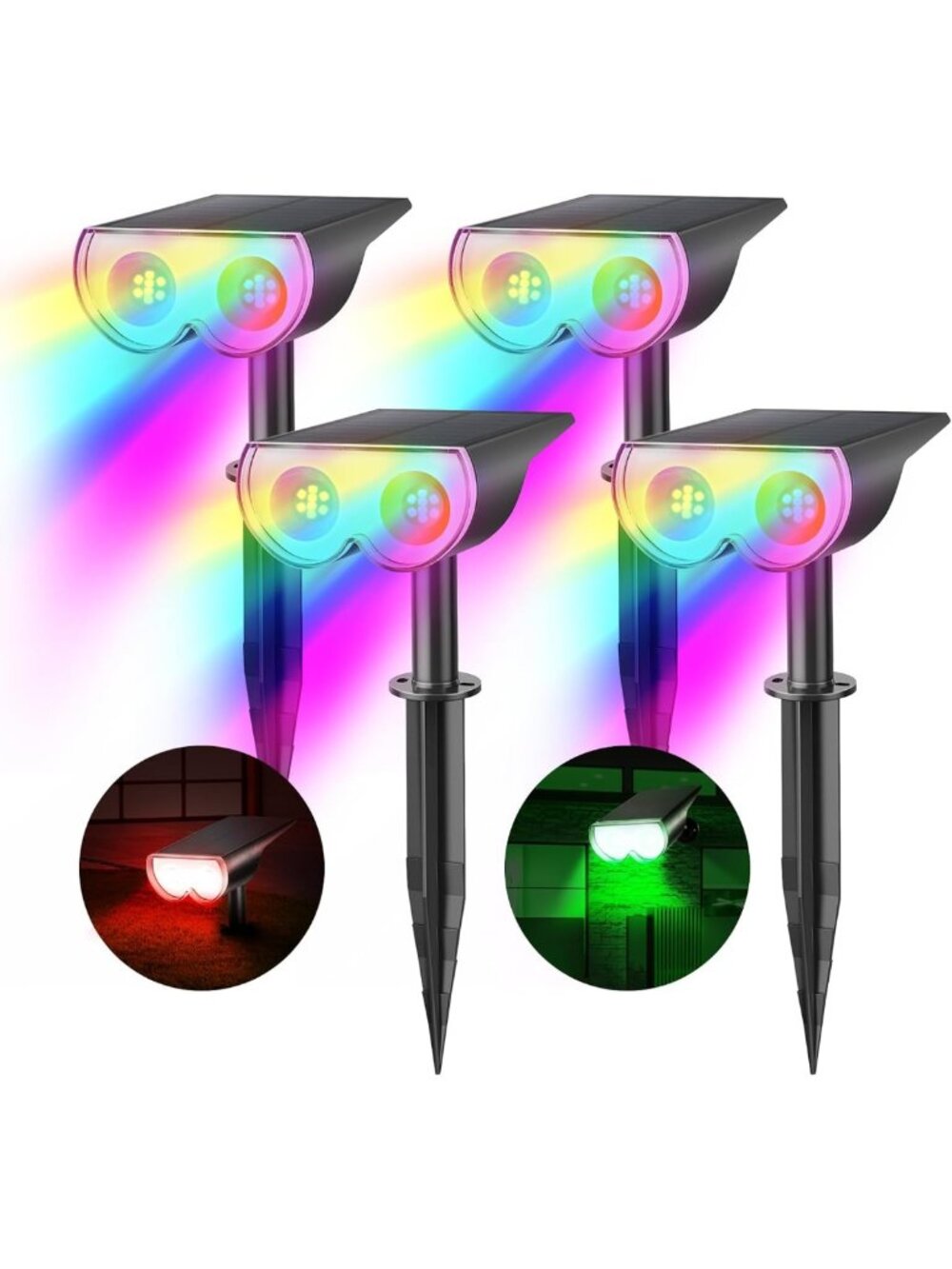 Color Changing Solar Spot Lights for Outdoor Halloween Decor - Bright & Energy